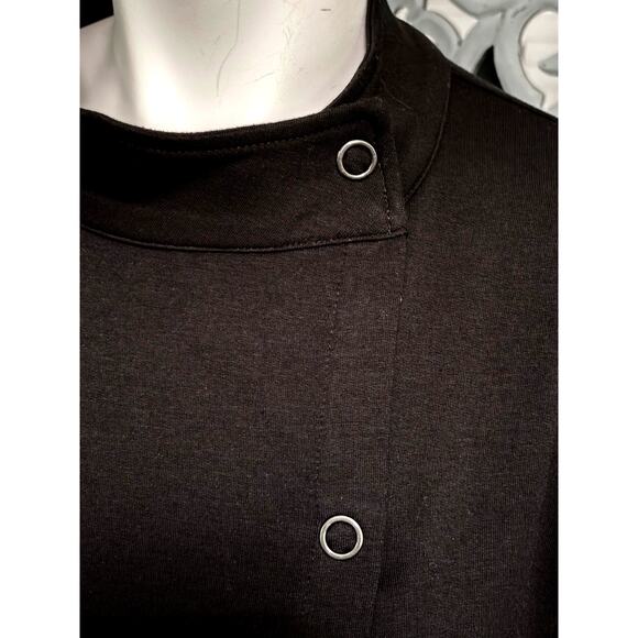Pure Jill Long Black Cardigan/Dress Coat/Tunic Jacket-Off Center Snap Front-Sz M - Picture 7 of 8